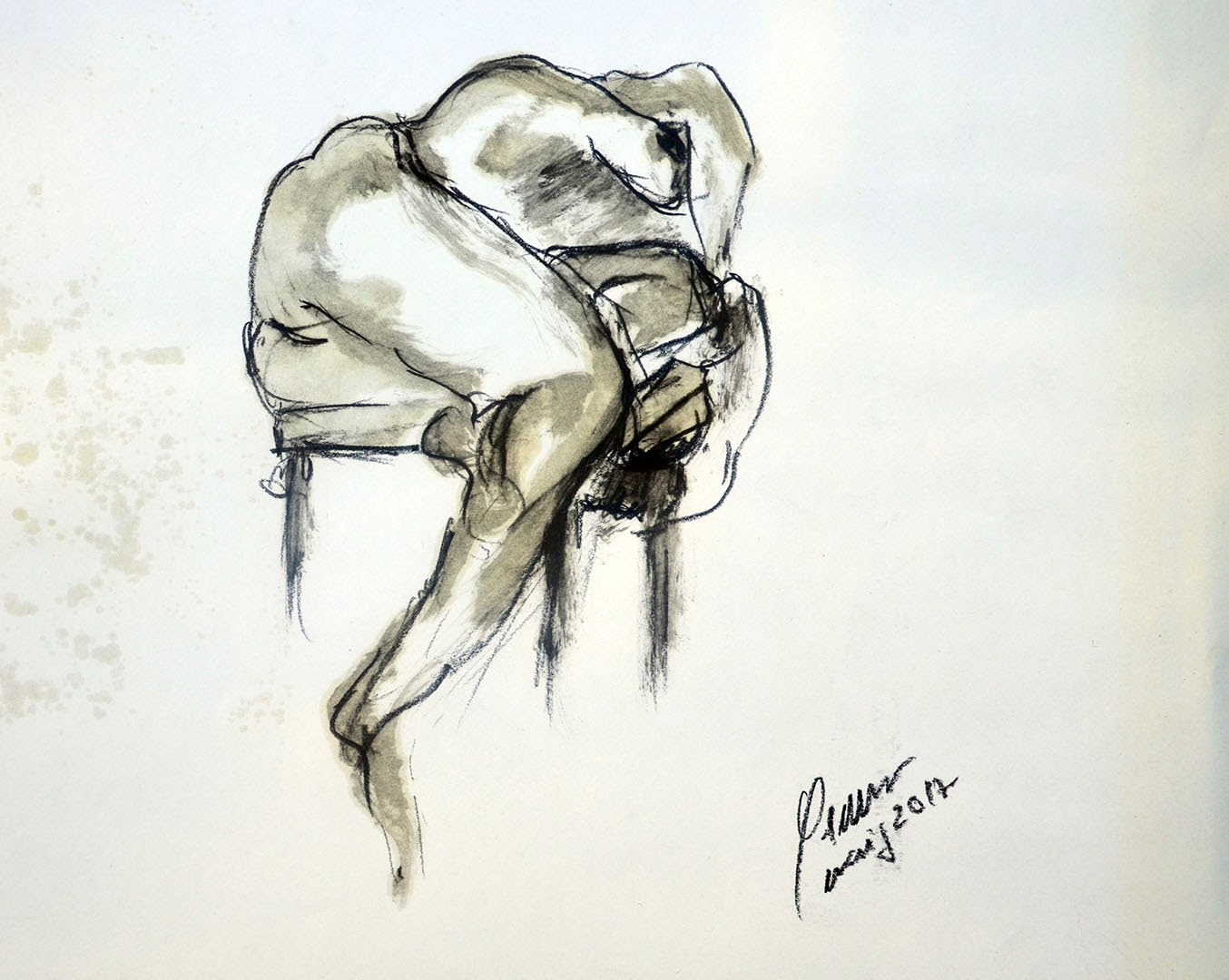 Dona 1 — Grafit i oli de llinosa sobre paper