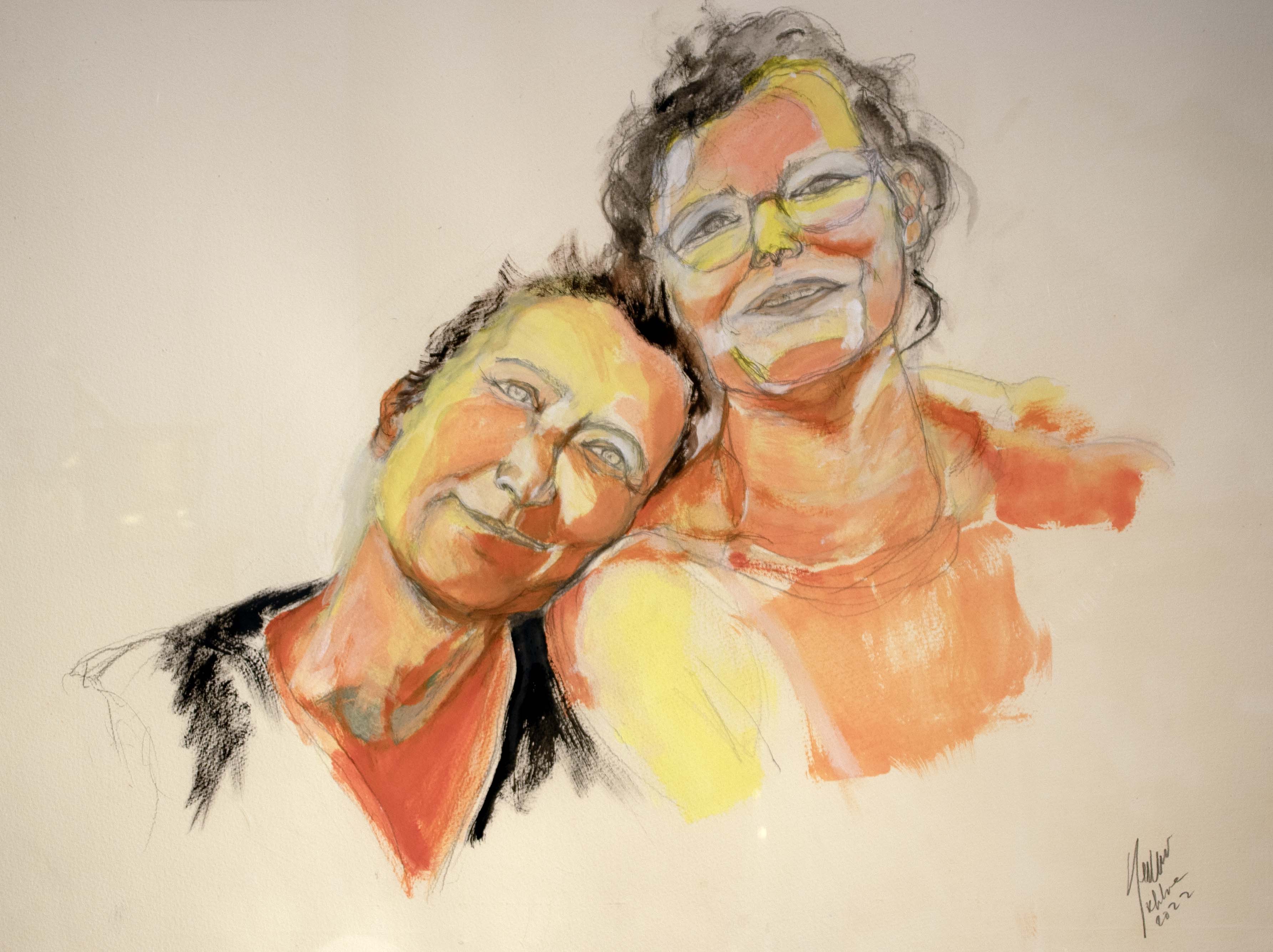 Dones — Tècnica mixta sobre paper