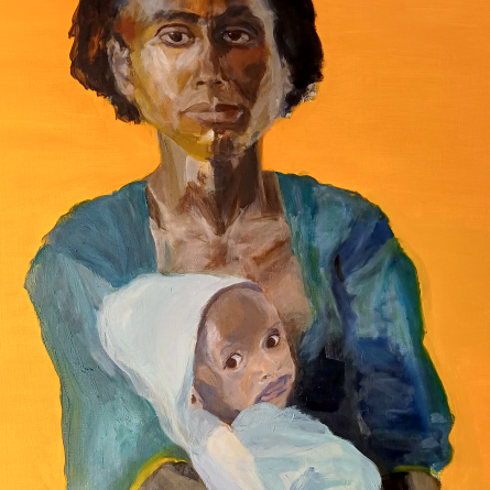 Dona i nen — Oli sobre paper