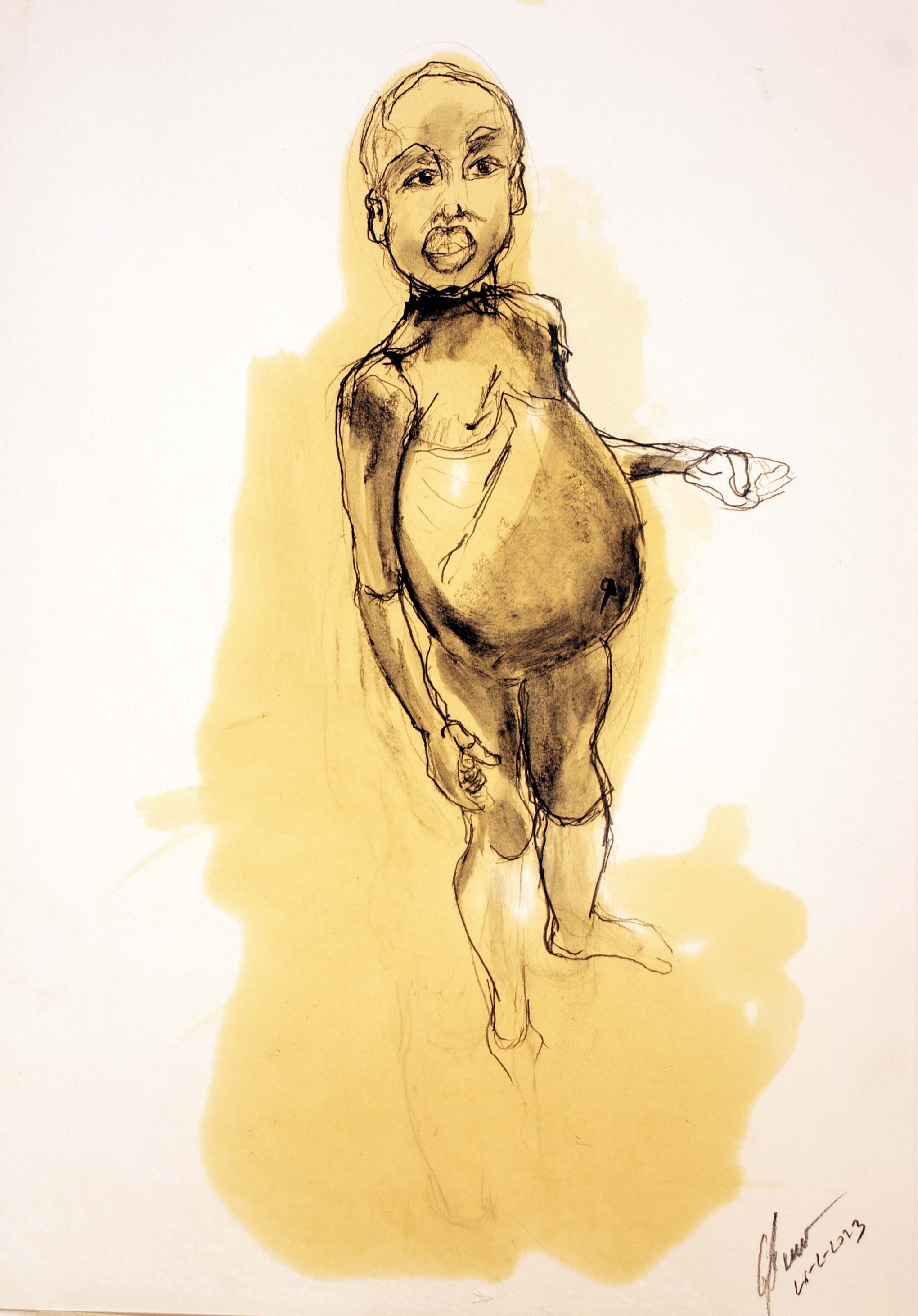 Migrant 1 — Grafit i oli de llinosa sobre paper